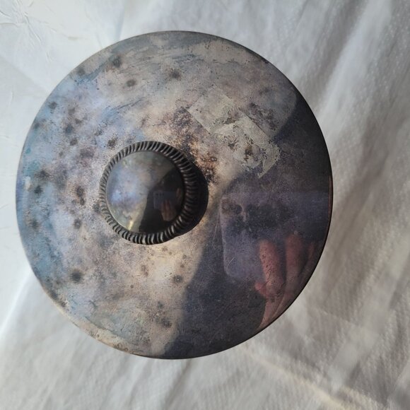 Vintage Cut Glass Jar With Silver-Plated Lid & Knob - Picture 6 of 9